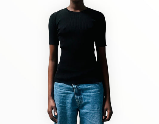 Zimmermann Ribbed Crewneck Top - Black - Size 1
