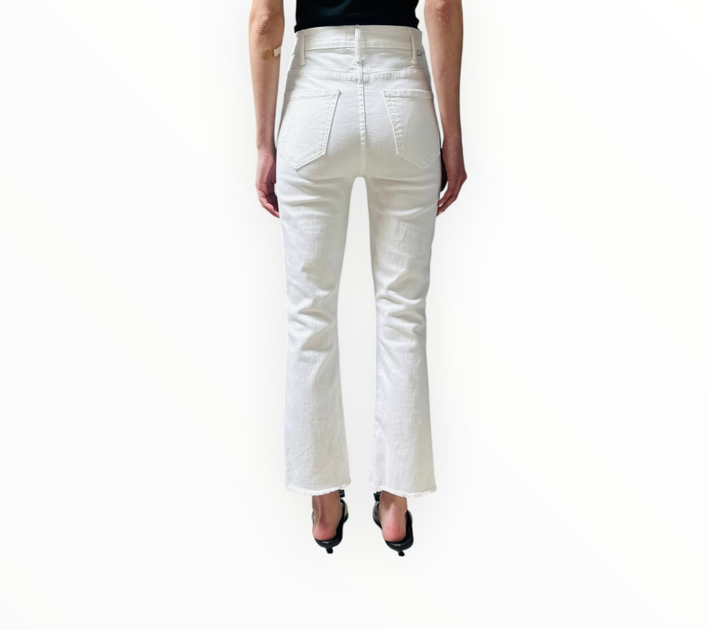 Mother The Hustler Ankle Fray Jeans - White - Size 27