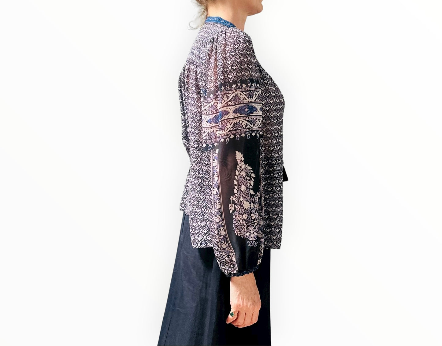 Ulla Johnson Printed Tie Silk Top - Multi - Size AU8