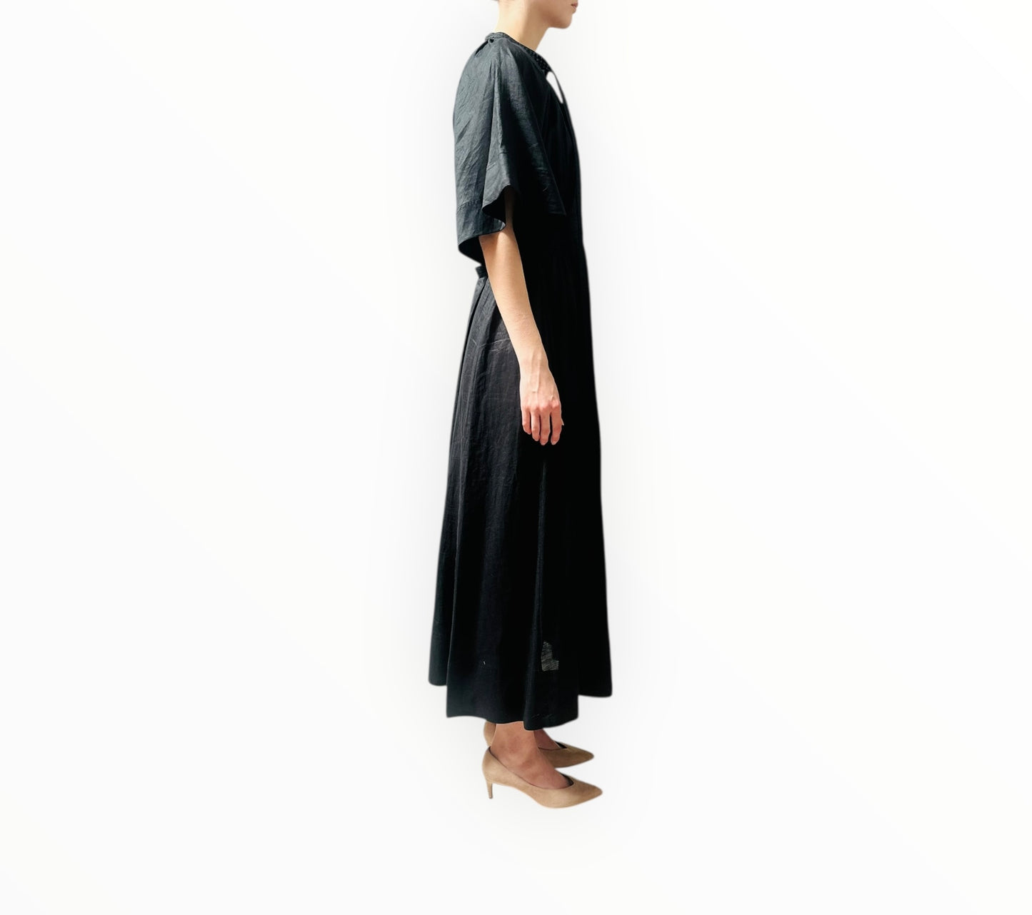 Lee Mathews V-Neck Tie Dress - Black - Size 2