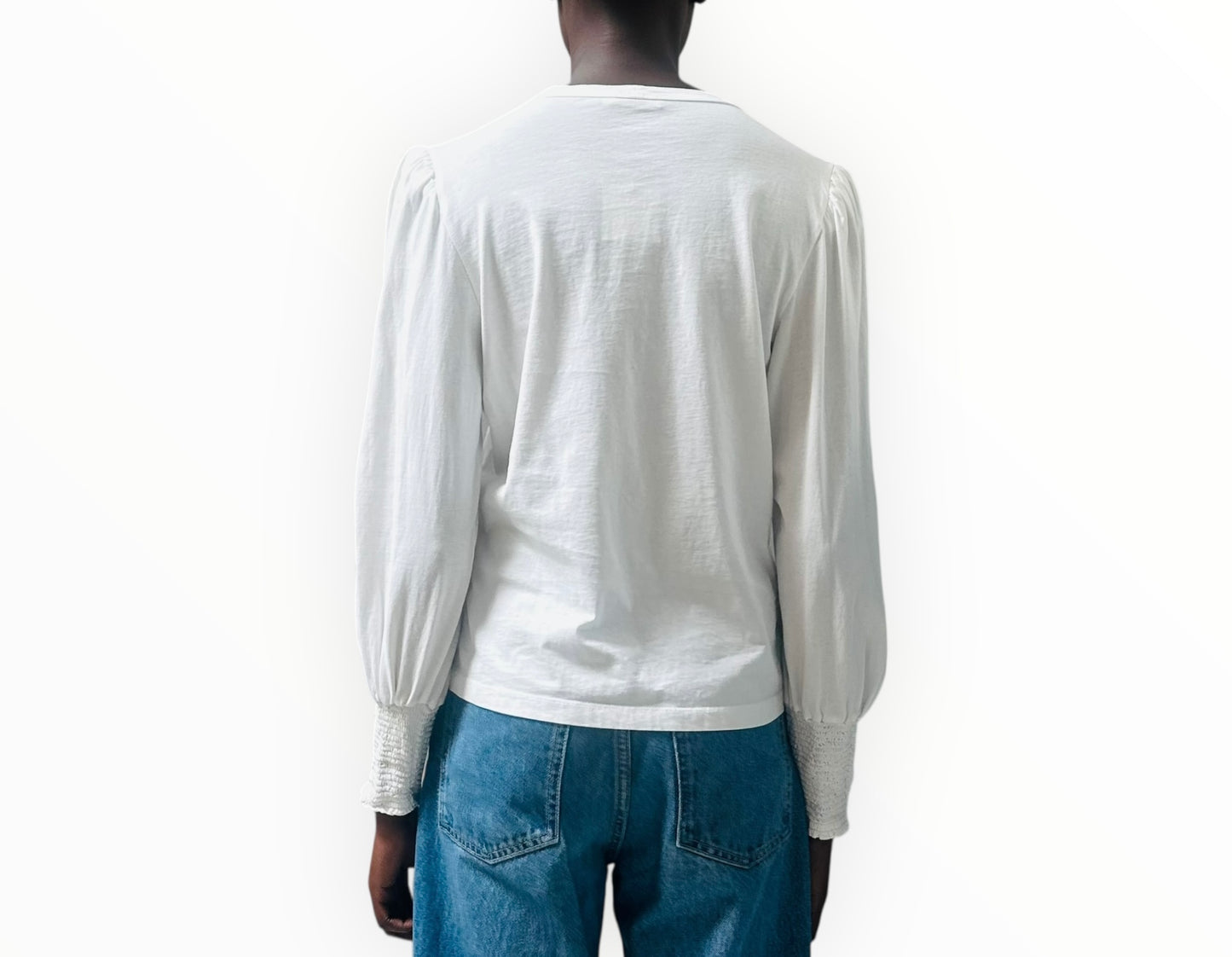 A.L.C Shirring Cuff Tee - White - Size L