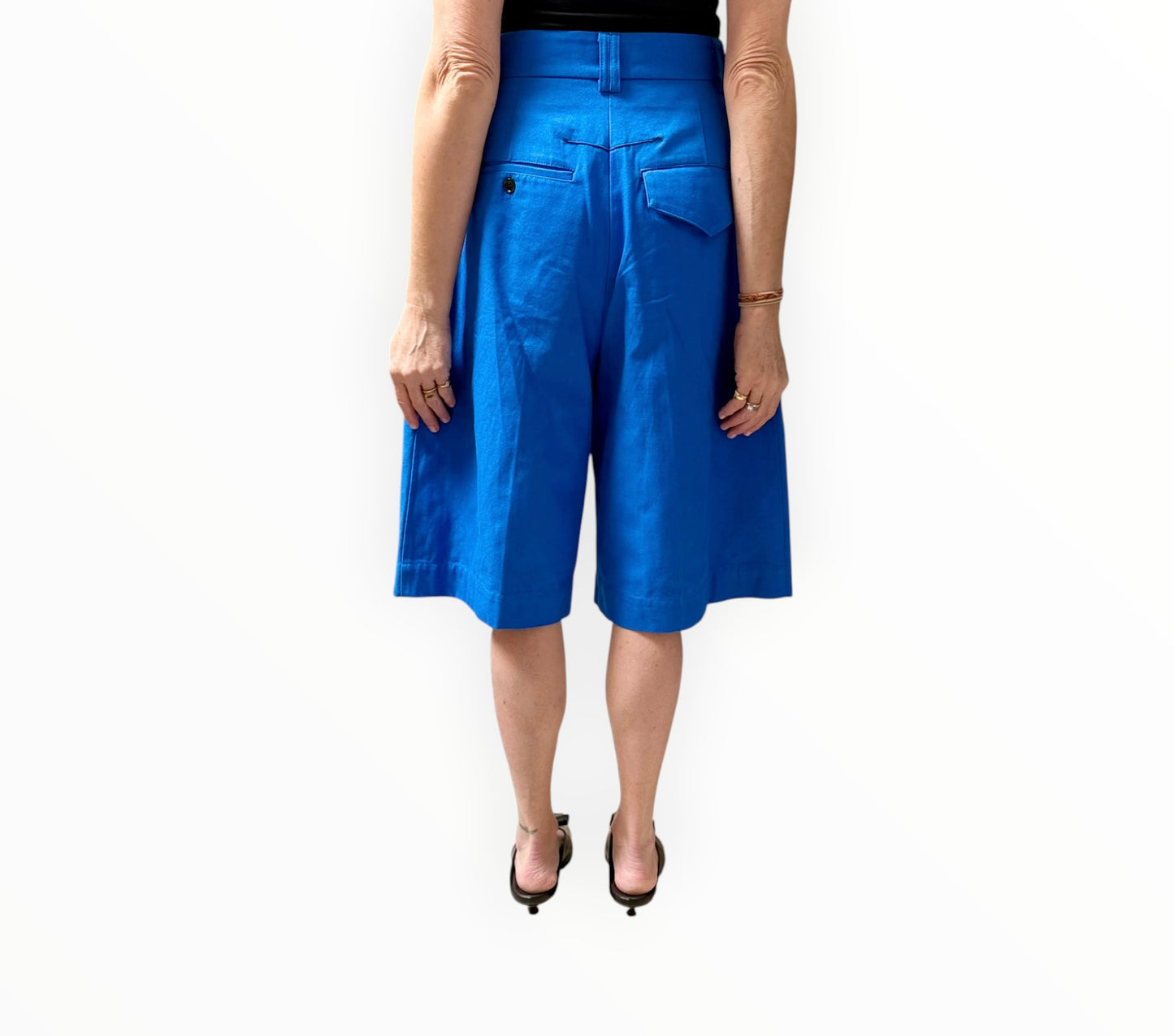 Bassike Wide Leg Shorts - Cornflower Blue - Size AU8