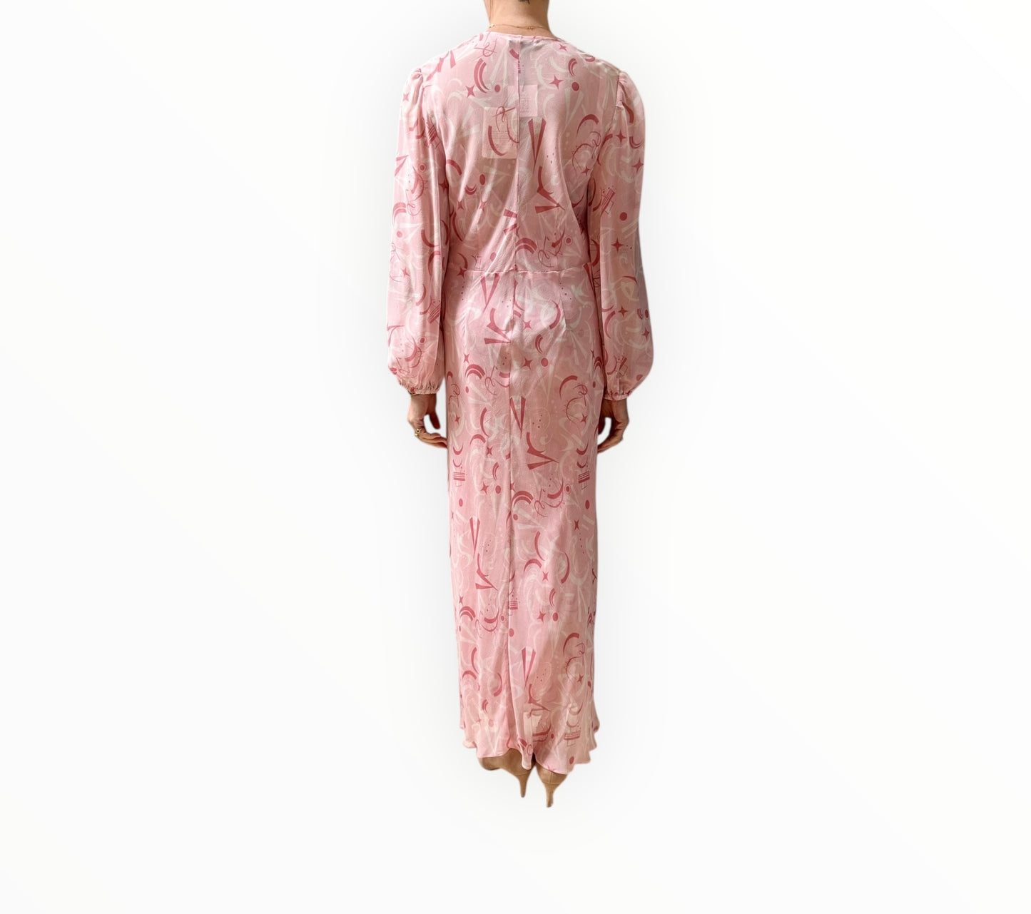 Scanlan Theodore Silk Ruffle Dress - Pale Pink - Size 10