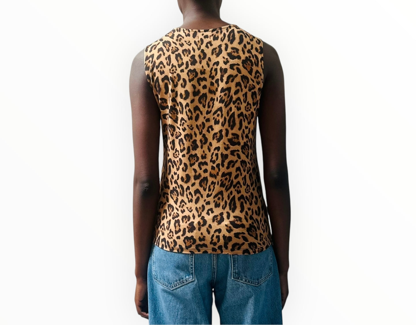 L'Agence Animal Print Tank - Black/Brown - Size M