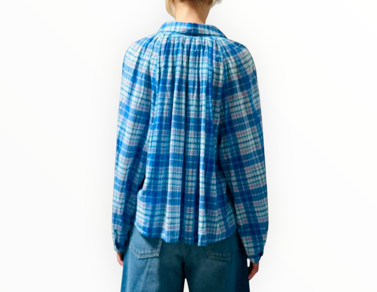 Xirena Cotton Long Sleeve Shirt - Blue Check - Size S