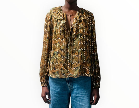 Ulla Johnson Emilie Ruffled Metallic Shirt - Multi - Size 8