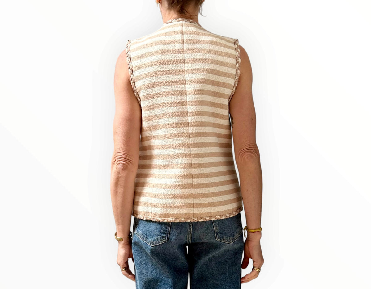Rebecca Valance Maurice Vest - Tan Stripe - Size AU6