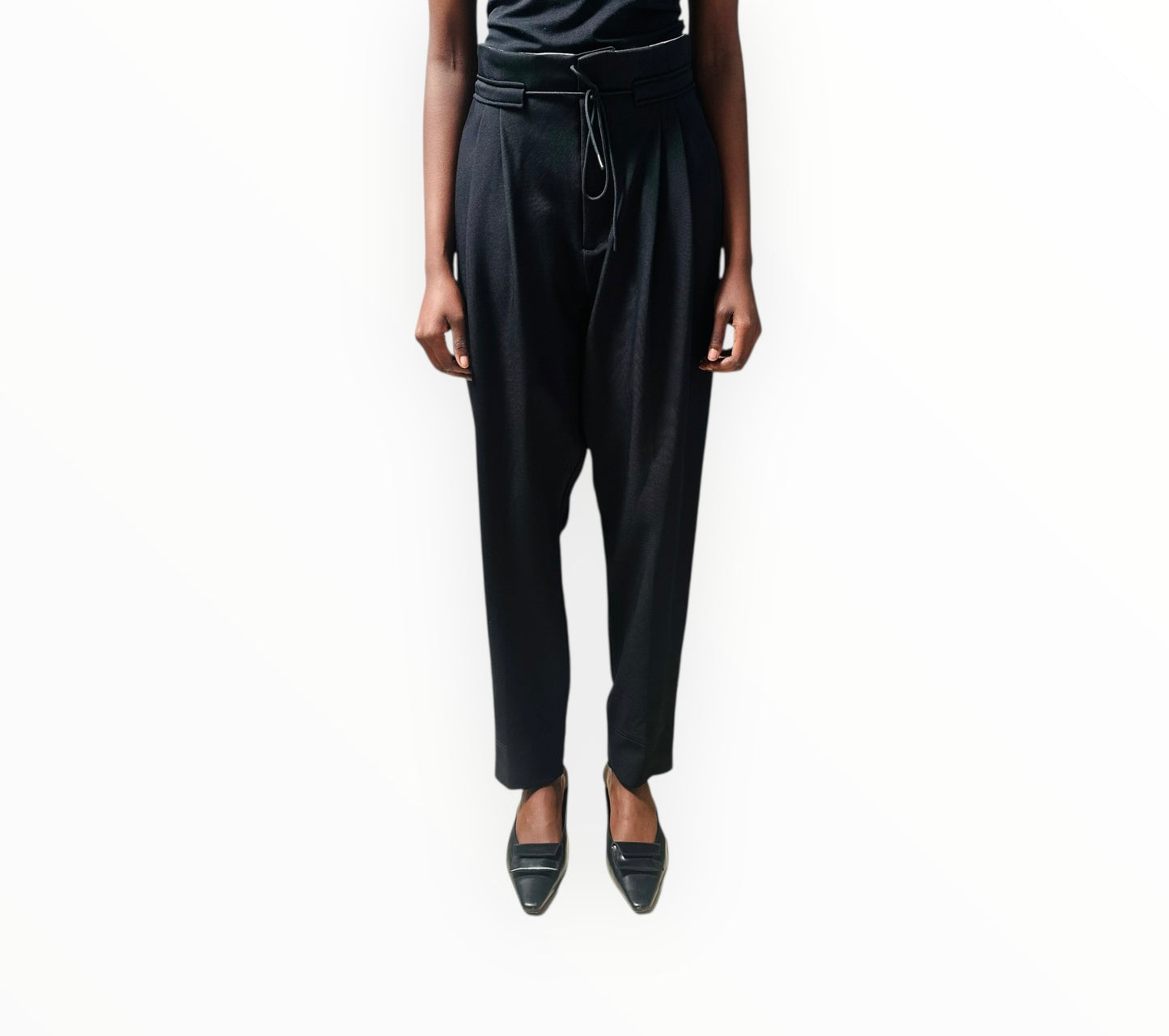 Bassike Twill Highrise Drawstring Pants - Black - Size 2