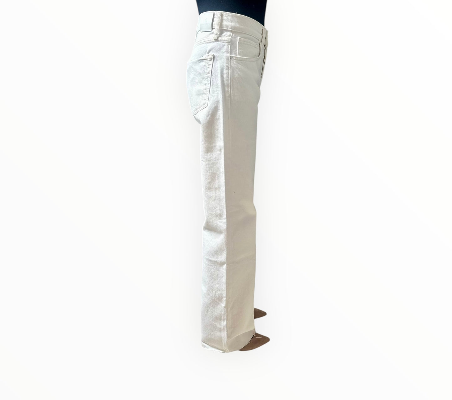 Anine Bing Wide Leg Frayed Hem Jeans - White - Size 27