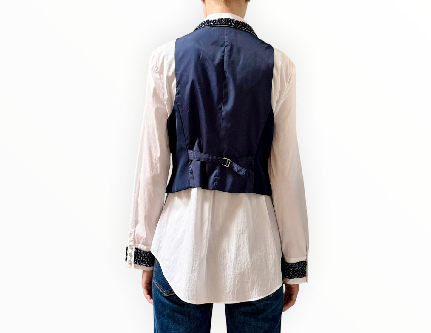 Cinq A Sept Sequin Shirt + Vest - Navy - Size M
