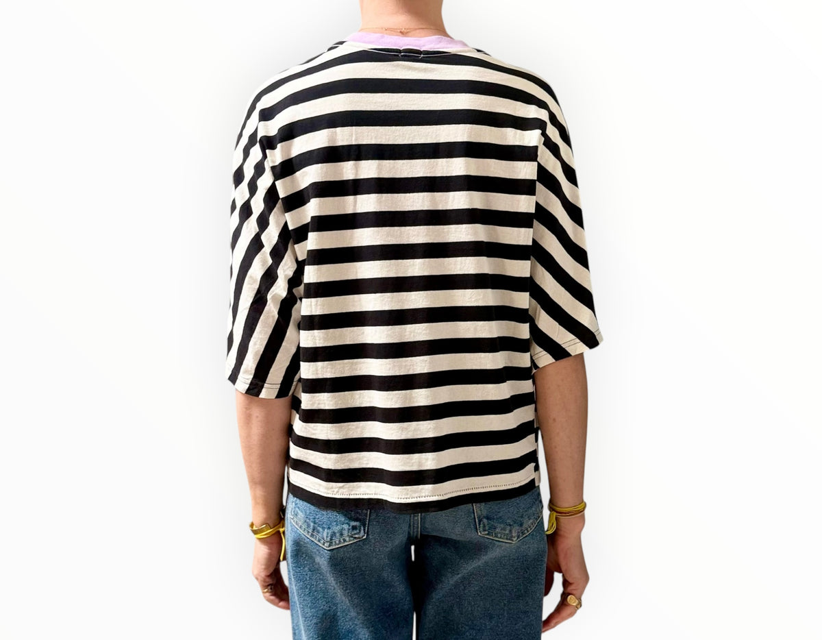 RT006326 - Bassike Striped Tee - Black/White - Size XS