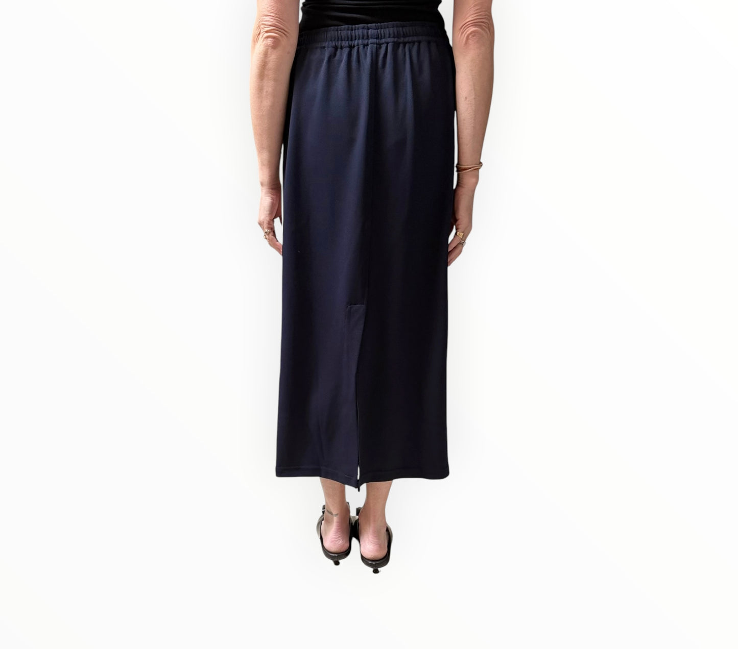 Bassike Side Stripe Skirt - Navy/Cream - Size 2