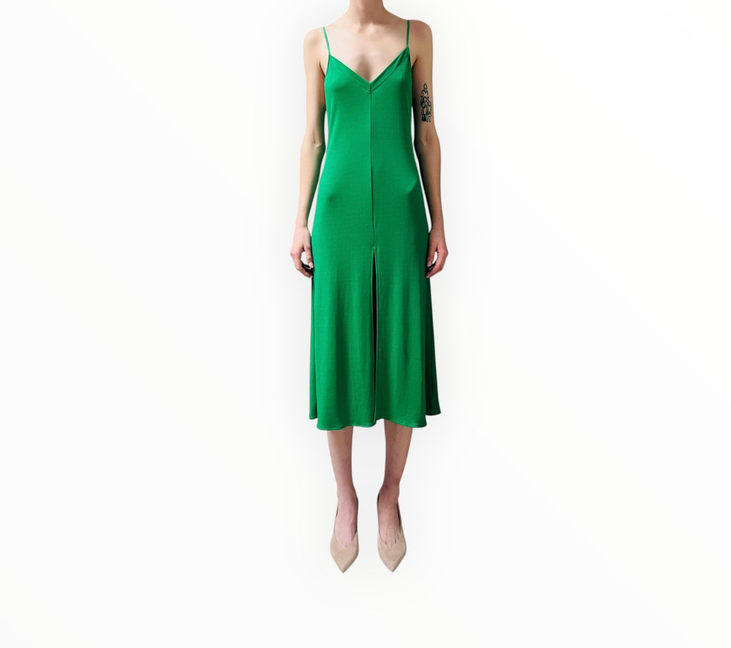 Scanlan Theodore Front Split Dress - Emerald Green - Size AU8