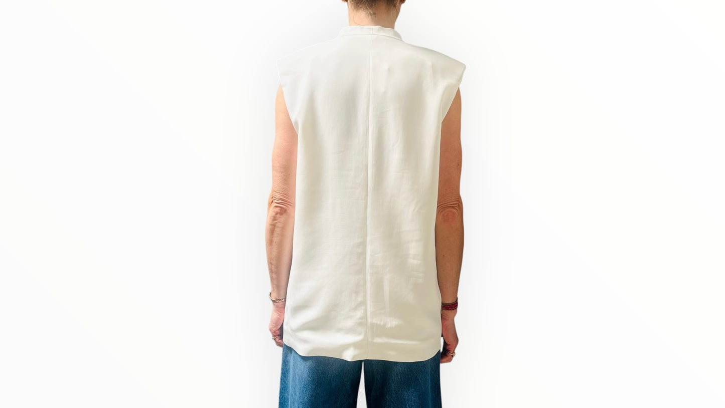 Anine Bing Longline Crossover Top - Cream - Size M