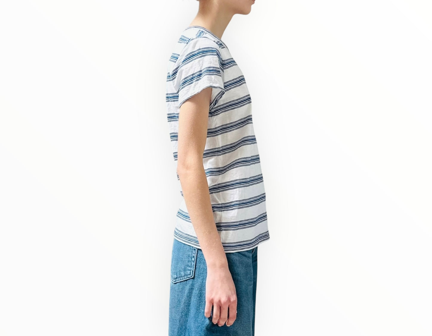 Rag & Bone stripe Tee - White/Black/Blue - Size M