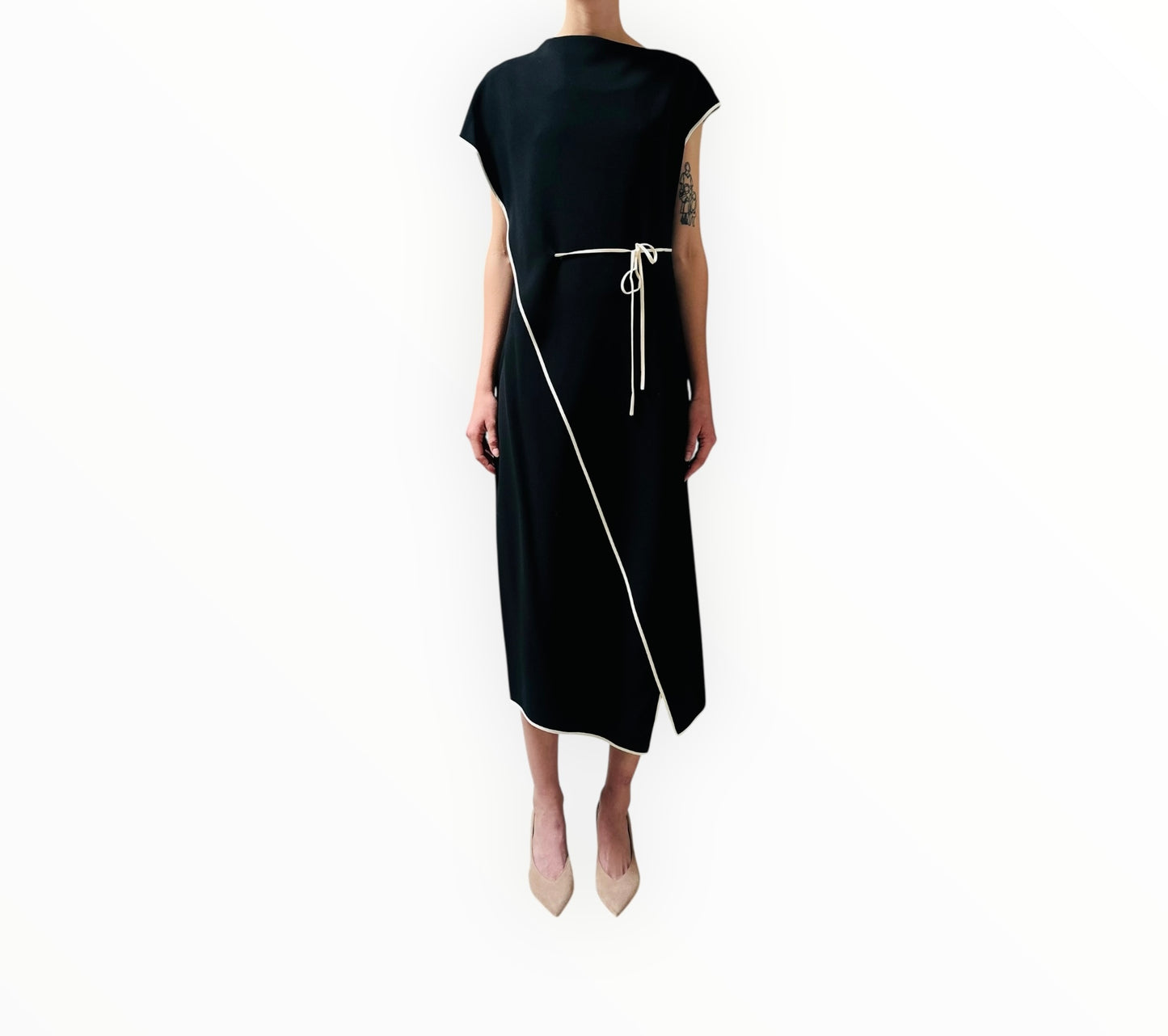 Theory Contrast Piping Dress - Black - Size AU10