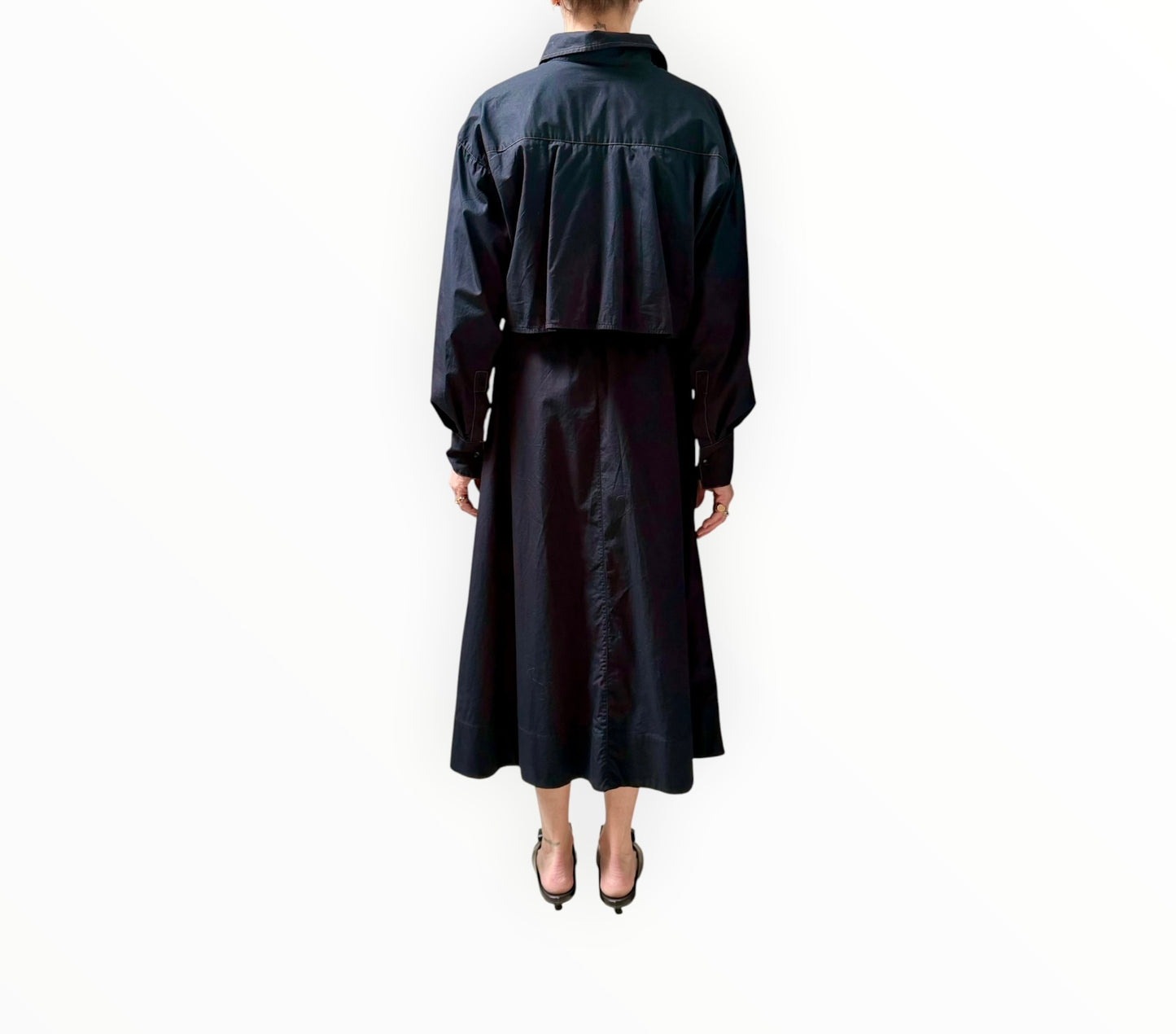 Bassike Constrast Stitch Dress - Black/Beige - Size 0