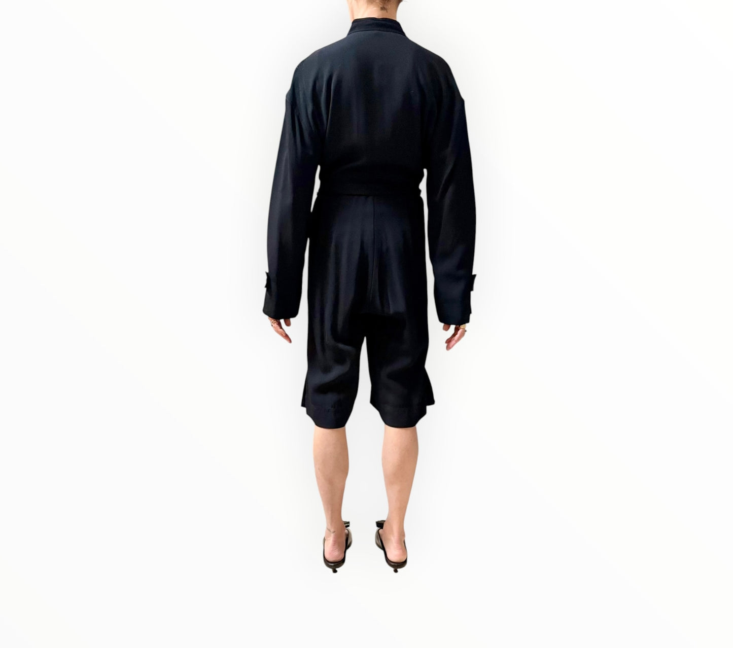 Bassike Culotte Jumpsuit - Black- Size 0