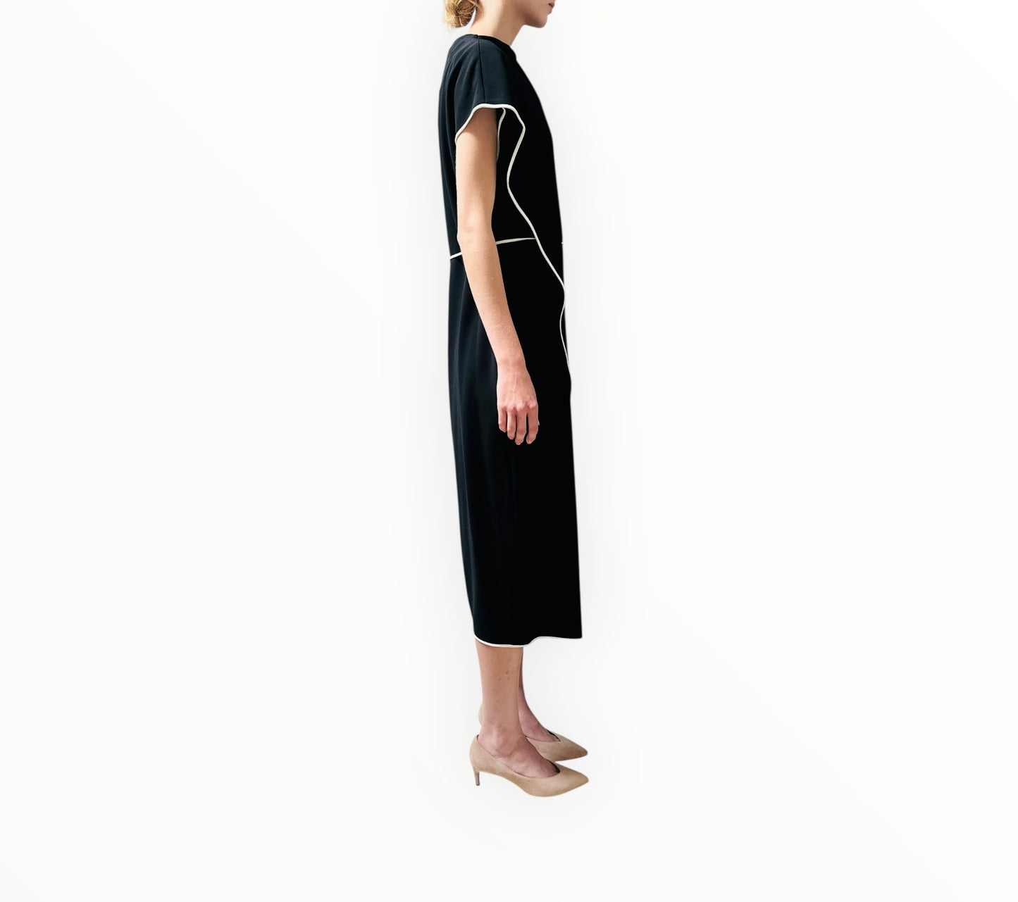Theory Contrast Piping Dress - Black - Size AU10