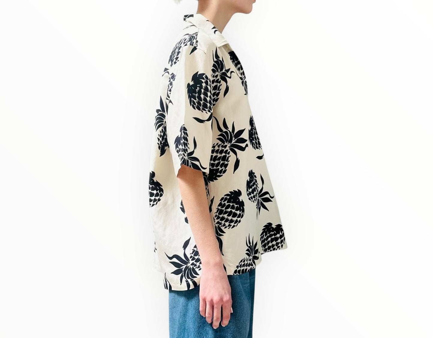 Bassike Pineapple Print Shirt - White/Black - Size 1