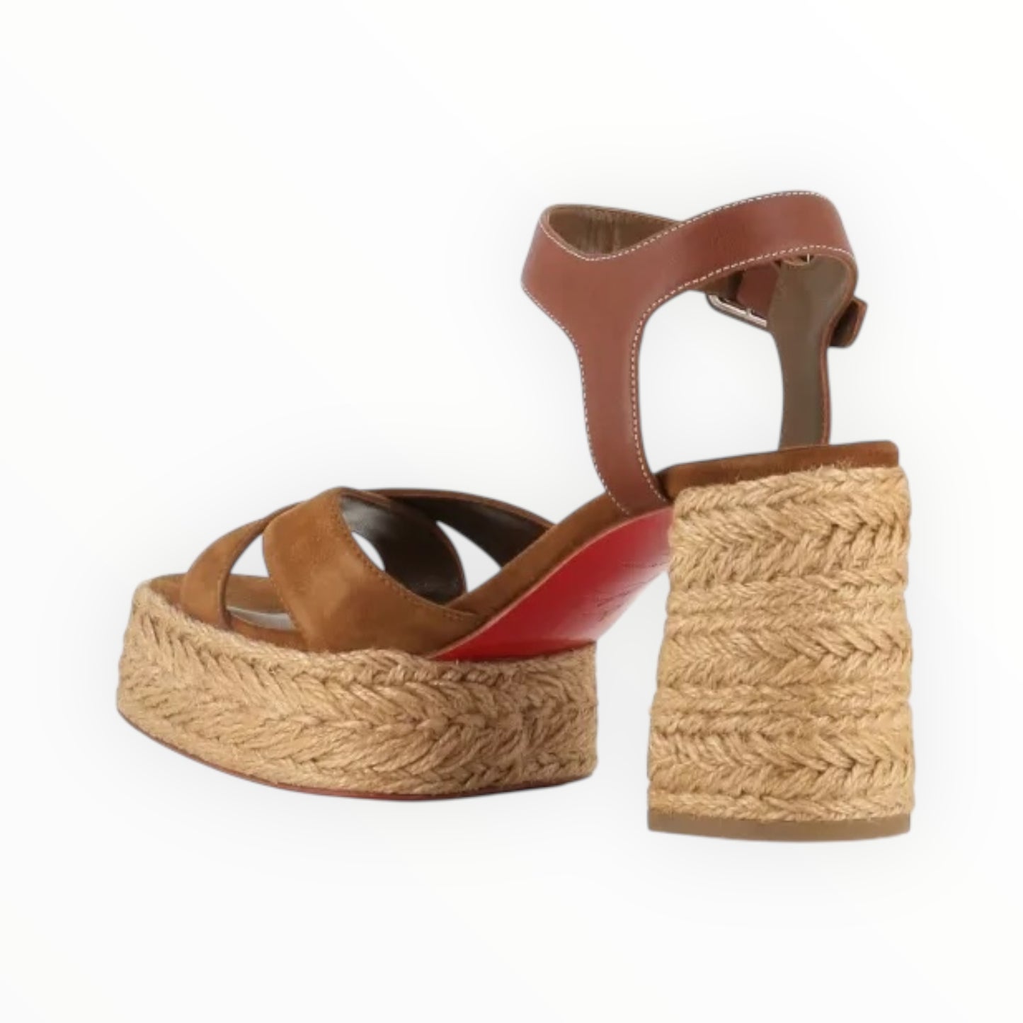 Christian Louboutin Calakala 70 Leather and Suede Platform Sandals - Tan - Size 39