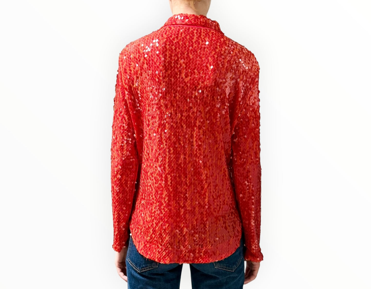 Beatrice B Sequin Shirt - Orange - Size XL