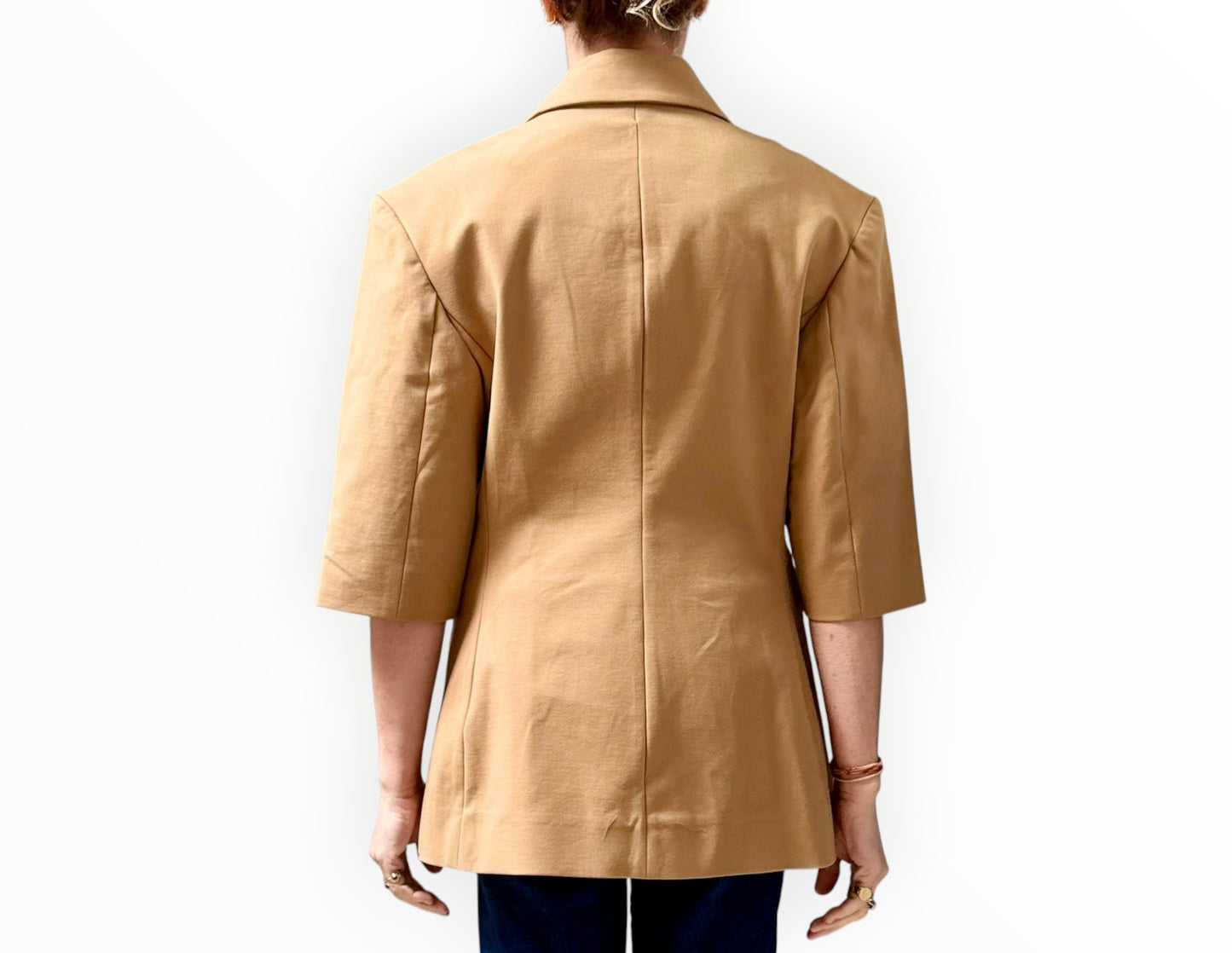 Ganni Short Sleeve Jacket - Dark Beige - Size 40