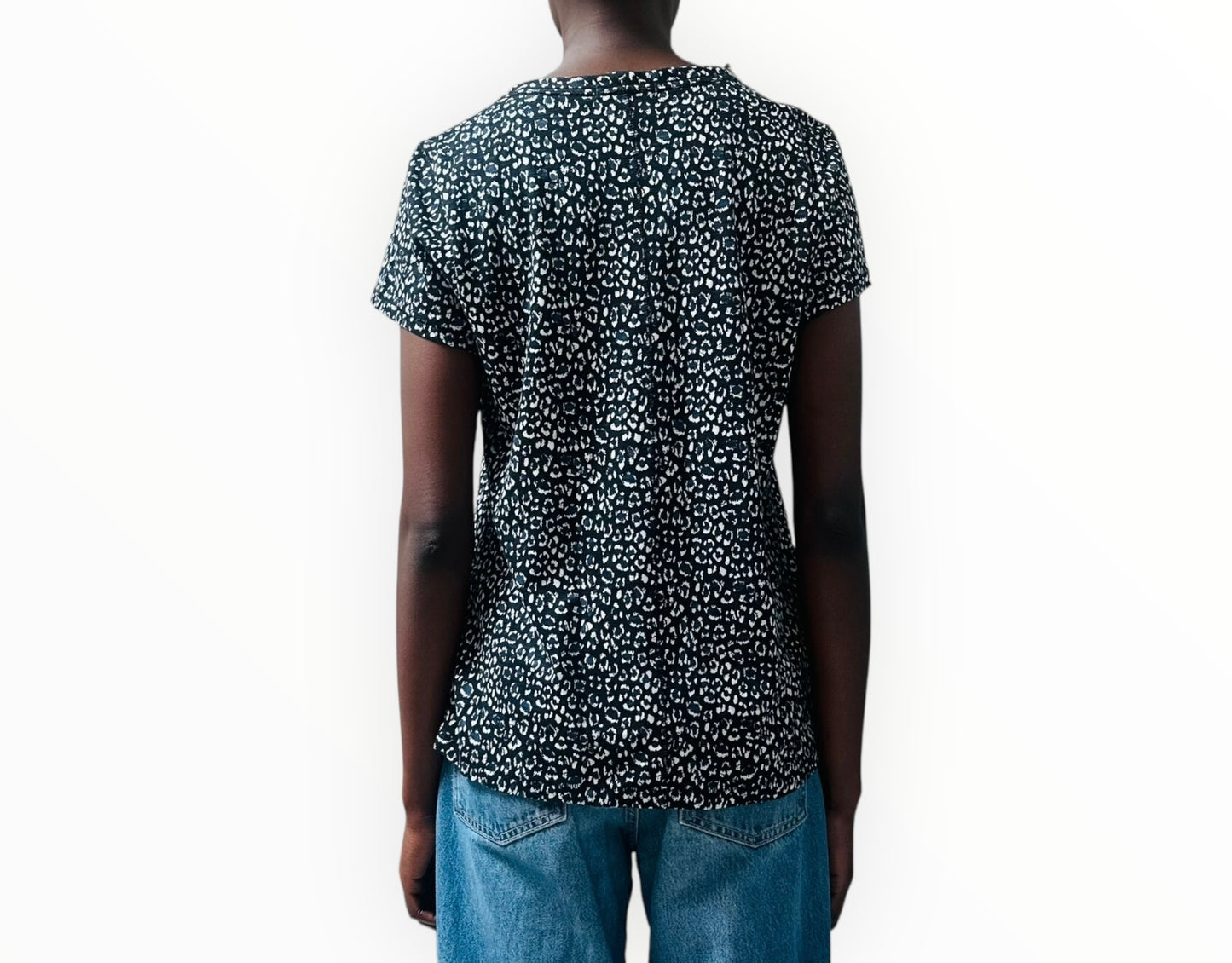 Rag & Bone Animal Print Tee - Black/Navy/White - Size L