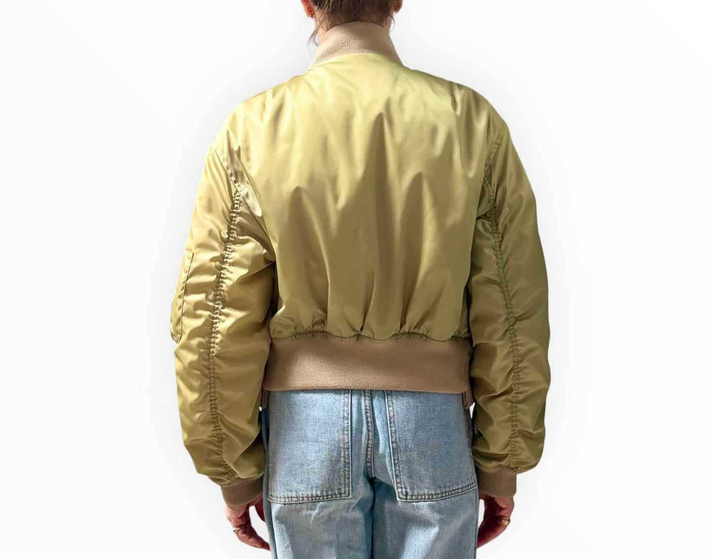 Victoria Beckham Cropped Bomber Jacket - Avocado - SIze L