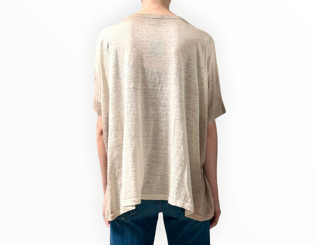 RT006404 - Avant Toi Painted Linen Boxy Tee - Beige - Size XS