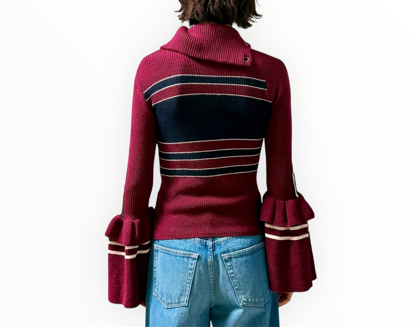 Self-Portrait Tulip Sleeve Knit - Multi - Size M