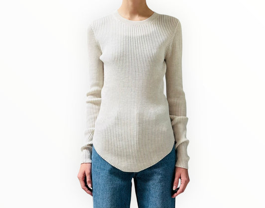 Iro Ribbed Crewneck Top - Cream - Size S