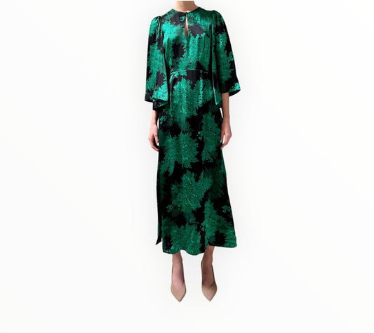 Husk Floret Dress - Black/Green - Size AU6