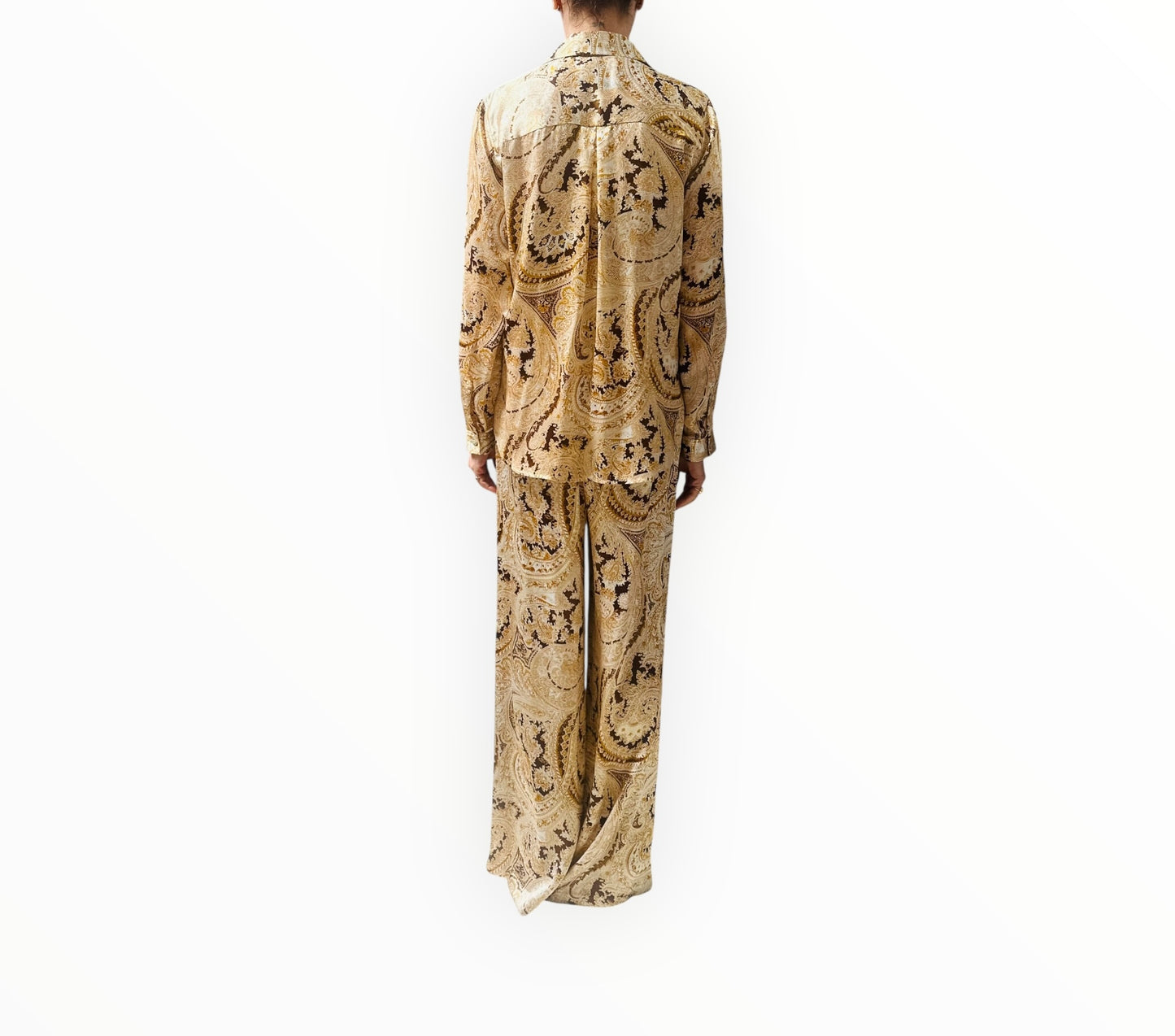 L'Agence Pilar Pant and Shirt Set - Ivory Paisley - Size M