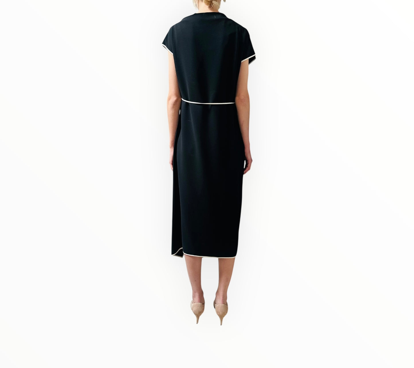 Theory Contrast Piping Dress - Black - Size AU10