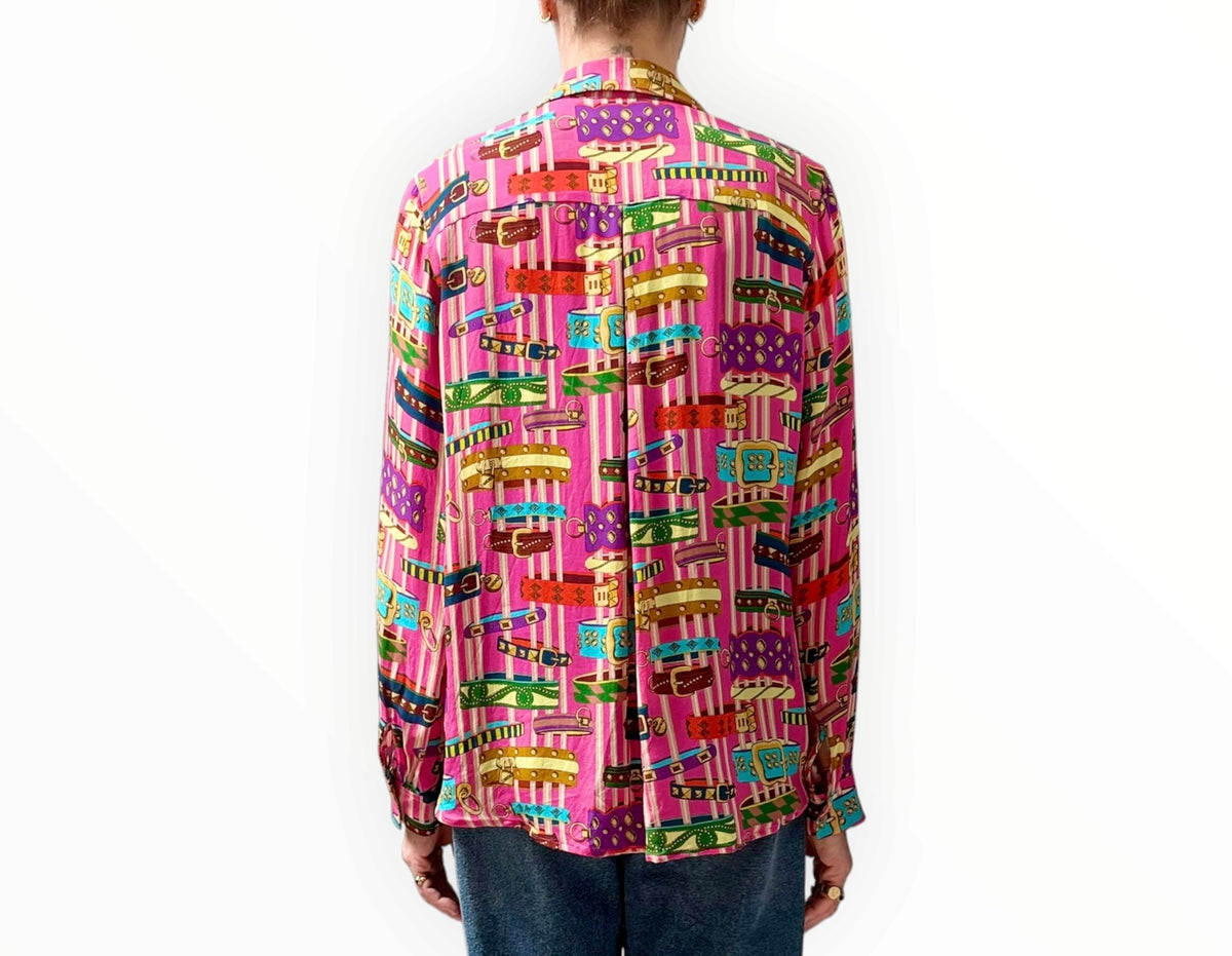 L'Agence Nina Silk Shirt - Pink - Size L
