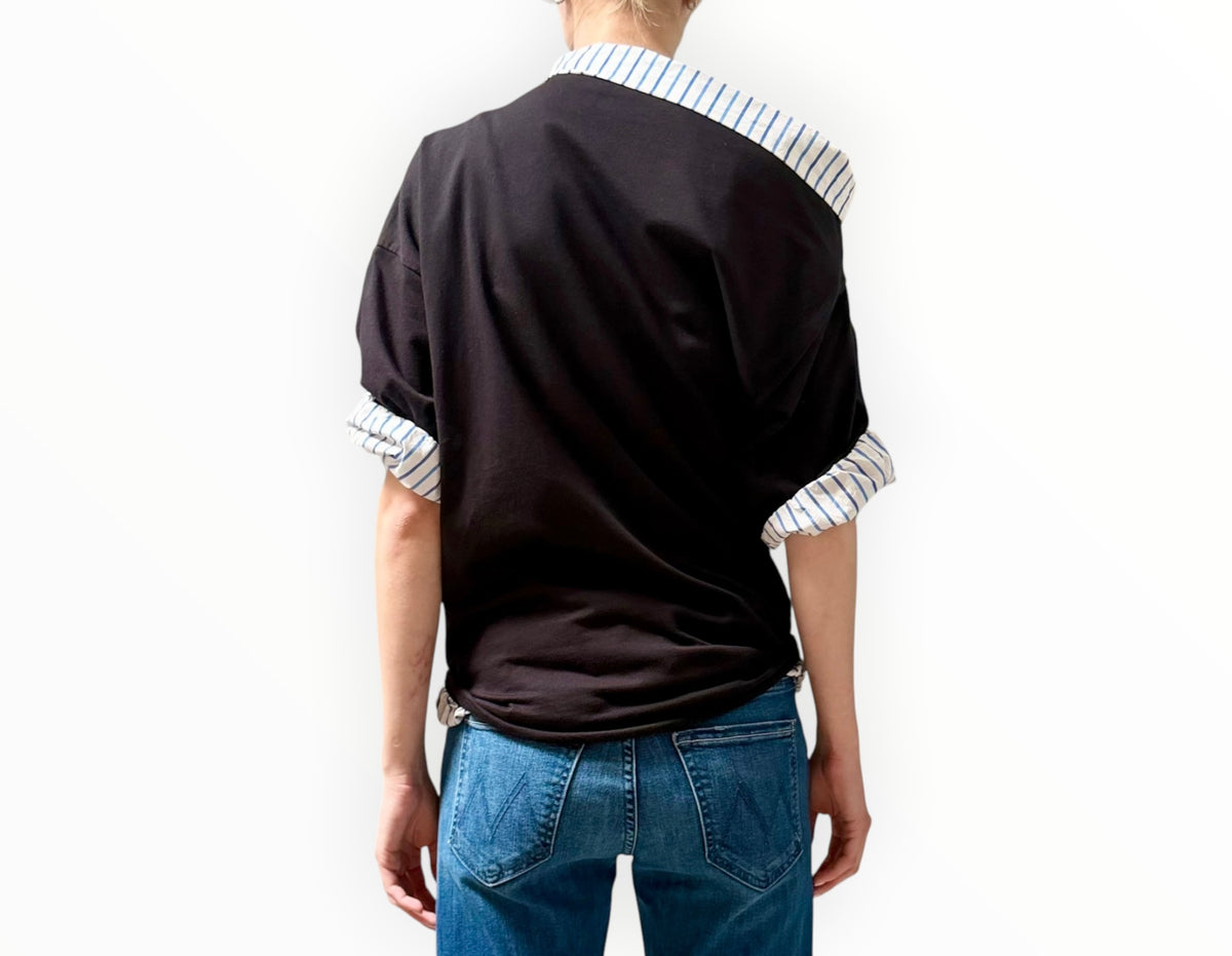 RT006505 - Dries Van Noten Double Layer Top - Navy - Size M