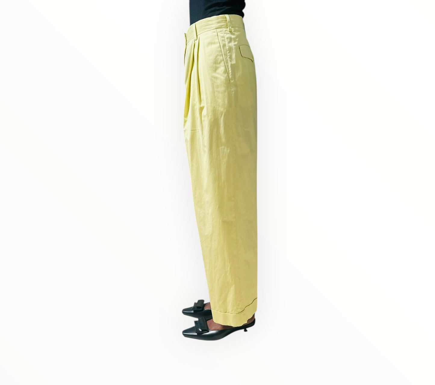Dries Van Noten Pleated Front Pants - Yellow -Size 38