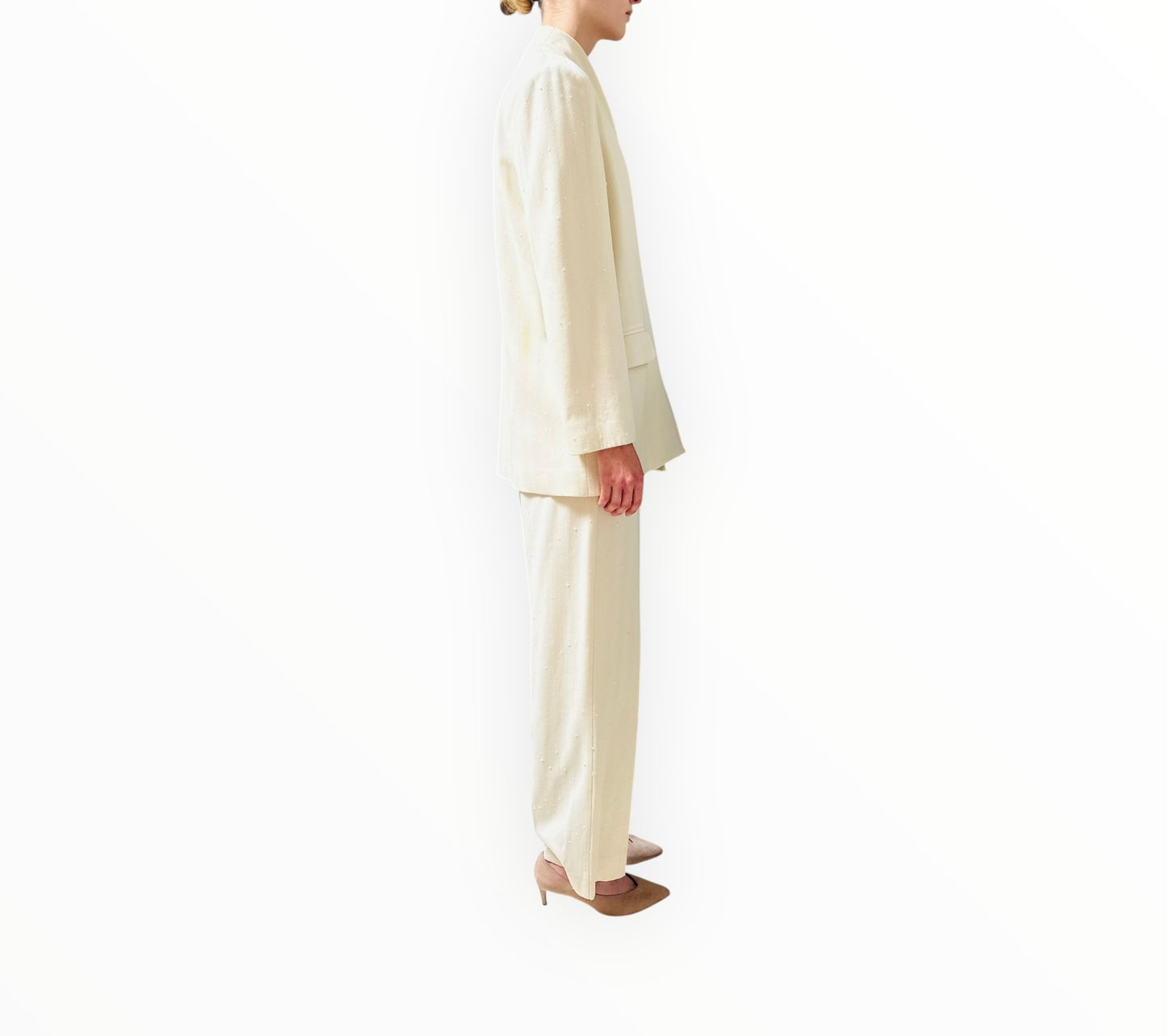 Raey Textured Wool Suit - Cream - Size AU8