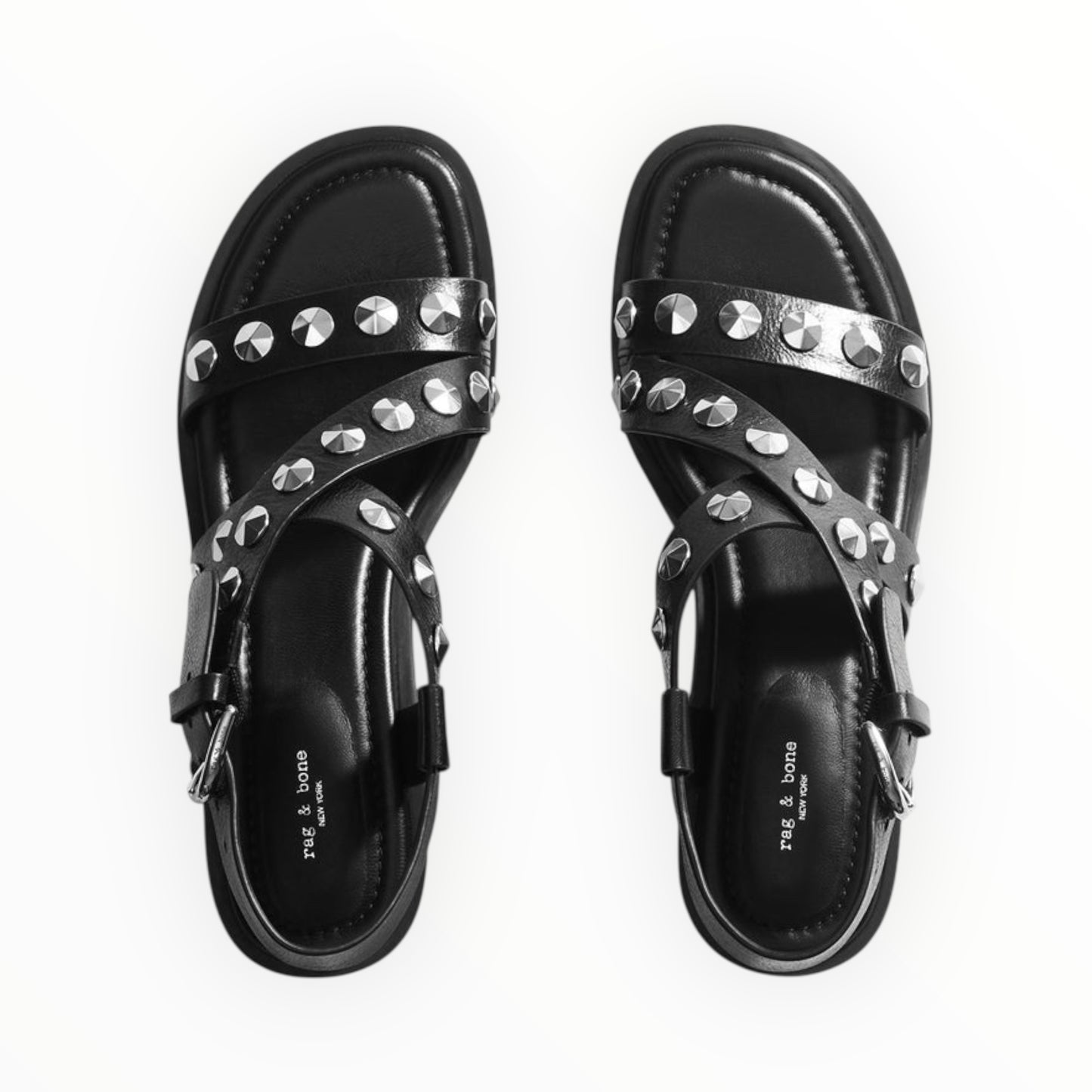 Rag & Bone Geo Studded Sandals - Black - Size 40
