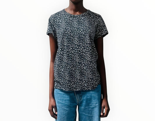 Rag & Bone Animal Print Tee - Black/Navy/White - Size L