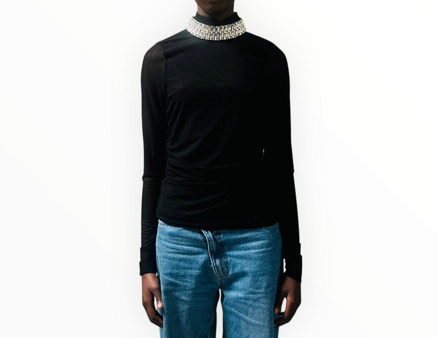 Cinq a Sept Stacked Jewellery Necklace Top - Black - Size M