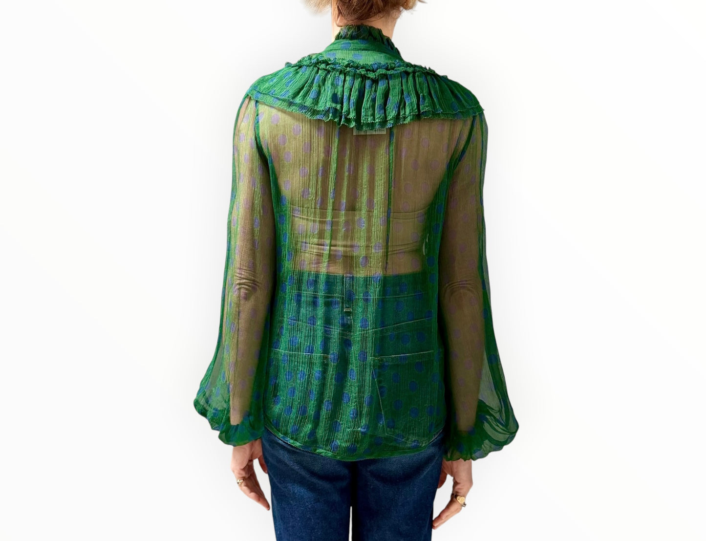 Lee Mathews Polka Dot Shirt - Emerald/Navy - Size 1