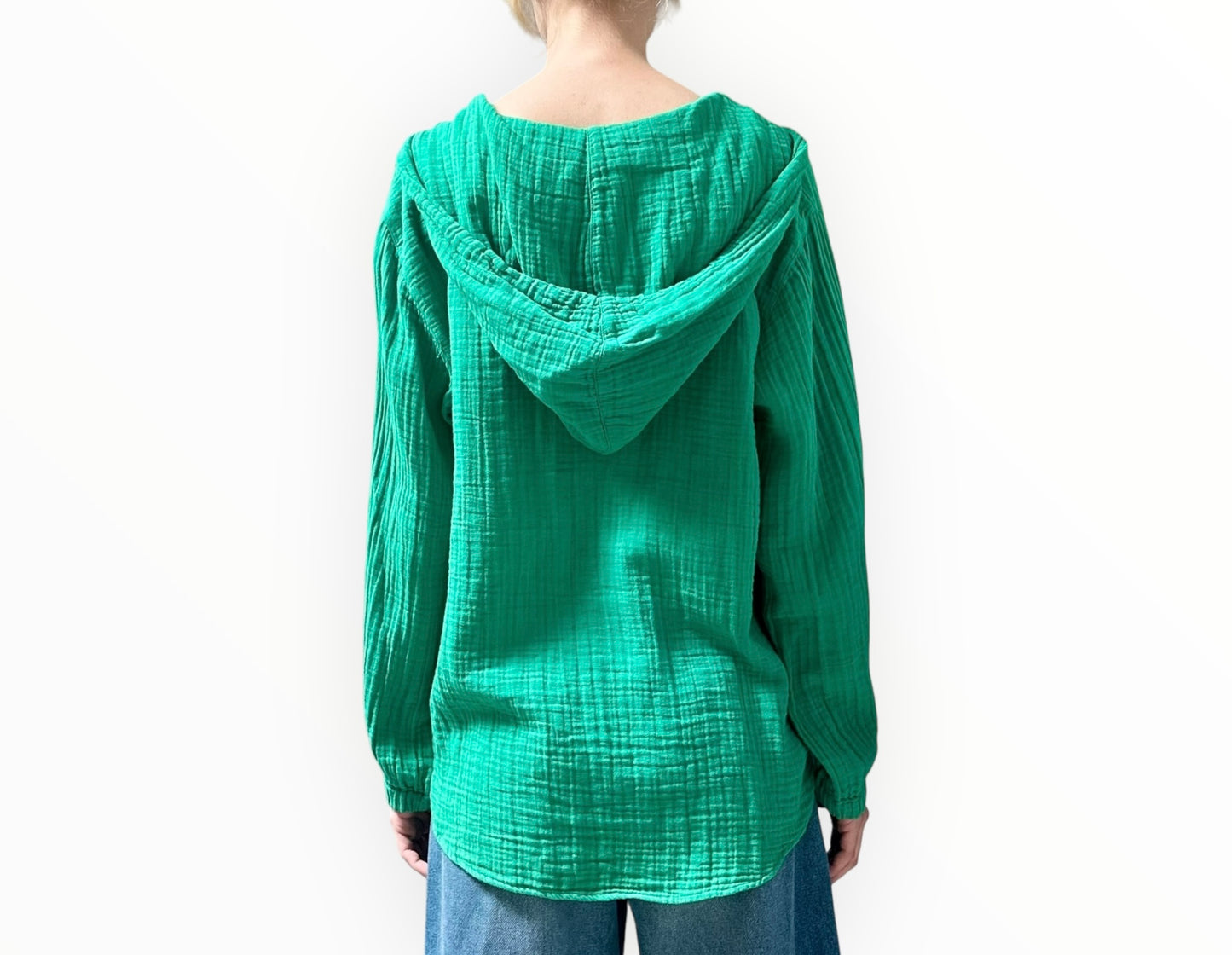 Xirena Cotton Gauze Hoodie - Emerald - Size S