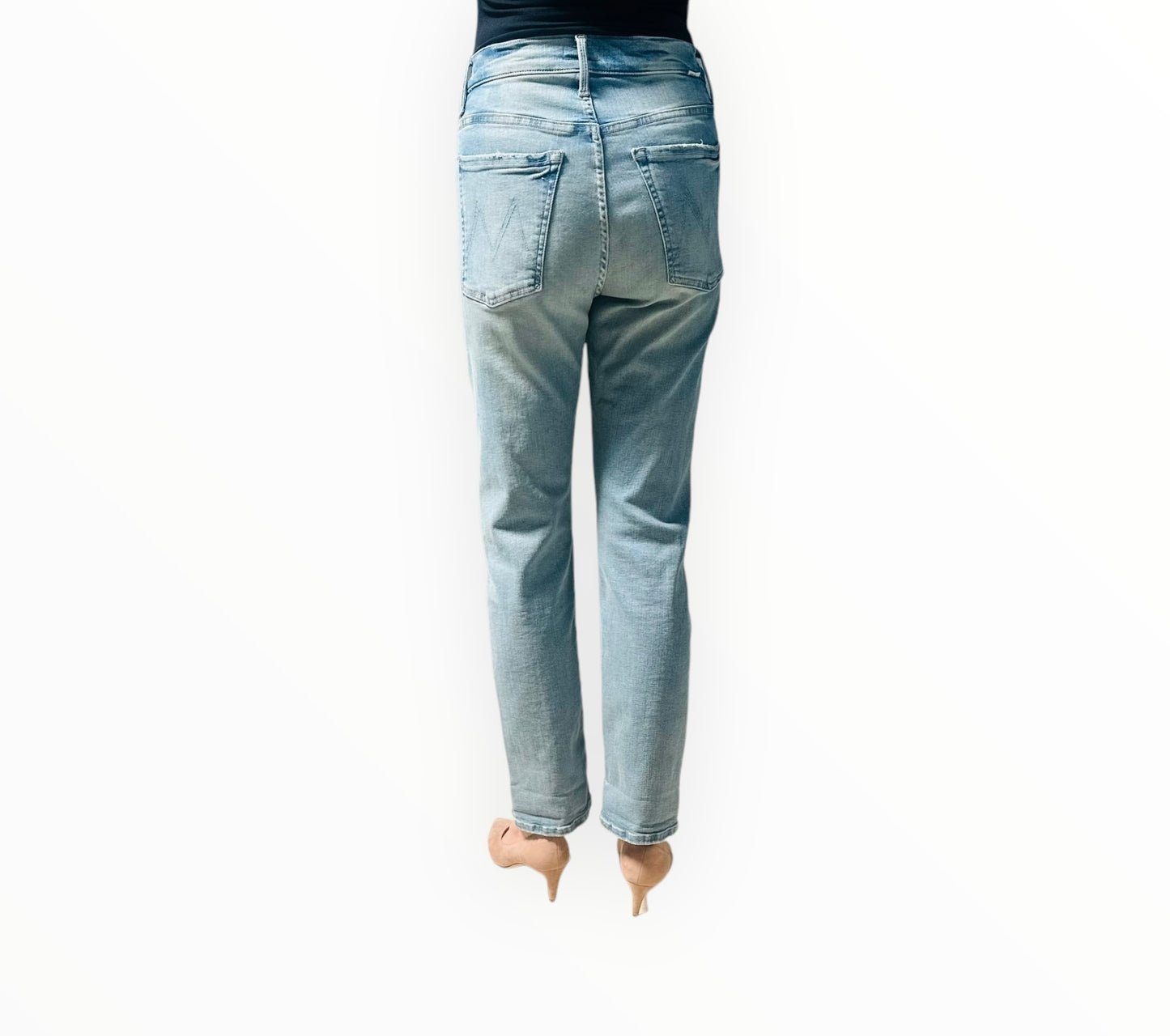 Mother Cuffed Hem Button Fly Jeans - Pale Blue - Size 26