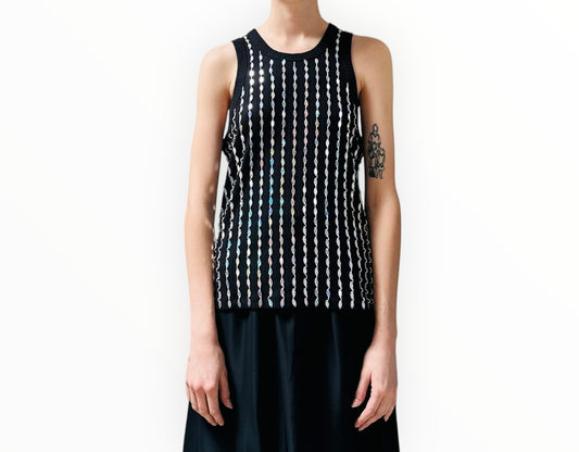 Ganni Beaded Top - Black - Size 40