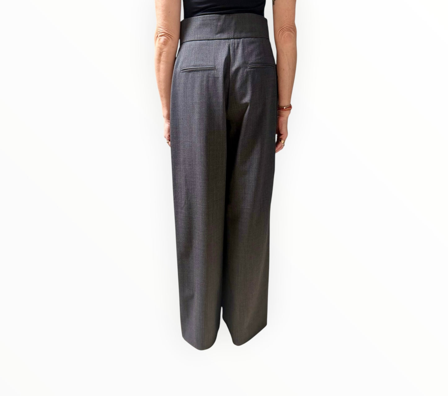 Iro High Waisted Front Pleat Pants - Charcoal - Size 38