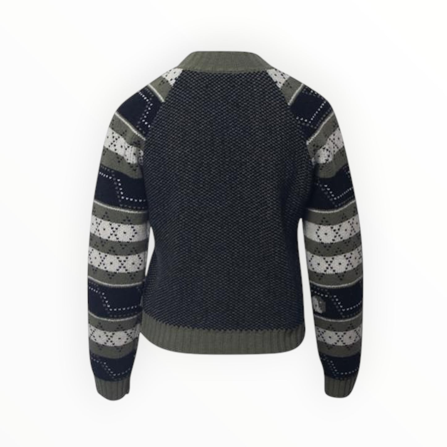 Ganni Striped Fair Isle Wool-Blend Cardigan - Multi - Size S