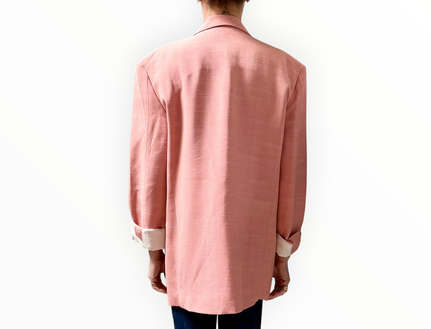 Bassike Textured Blazer - Dark Peach - Size XS/S