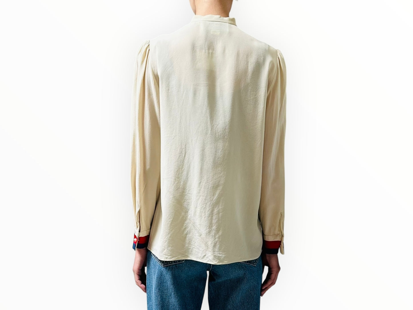 Gucci Ruffle Neck Shirt - Cream - Size 42
